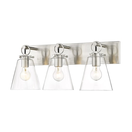 Z-Lite Harper 3 Light Vanity, Brushed Nickel & Clear 483-3V-BN